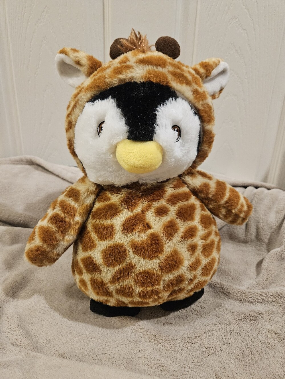 Plush Penguin in Giraffe Costume - Brown/Yellow Kids Toy Wishpets